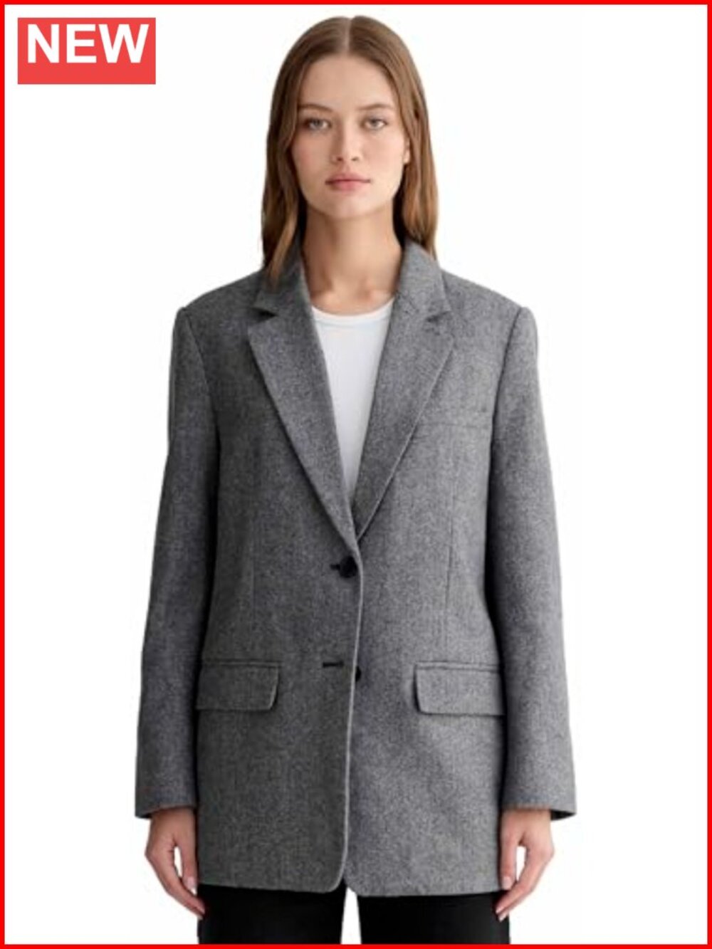 Oversized Wool Blazer – Recycled Italian Wool, Herringbone